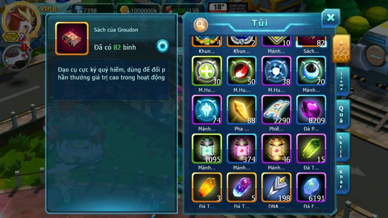 MÃ : #TTS5122 - SV 1440 - V8 - HOOH CỘNG HƯỞNG QVLD BÁ CHỦ UNVOA YVETAL THẦN GIÓ BC GROUDON HENTRAN NHIỀU PET HUYỀN THOẠI