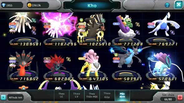 MÃ : #TTS5131 - SV1822 - TOP29 - V8 - HOOH DRAK HOOH GROUDON ZEVIL BTAA NHIỀU PET HT