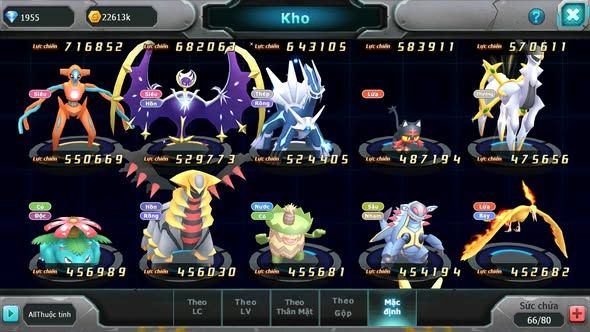 MÃ : #TTS5131 - SV1822 - TOP29 - V8 - HOOH DRAK HOOH GROUDON ZEVIL BTAA NHIỀU PET HT