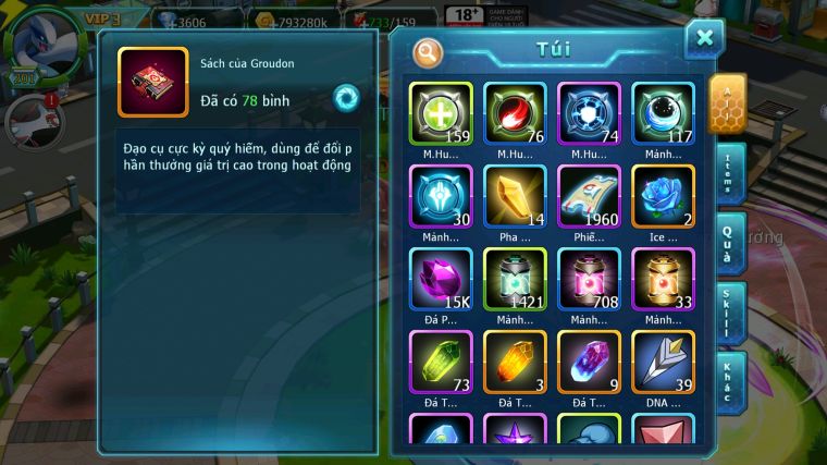 MÃ : #TTS5150 - SV 1252 - DIANCIE DYNAMAX RẮN BĂNG BC SAKATAKA BC UNVOA PALKIA BÁ CHỦ KYOGRE QVLD NHIỀU PET HT