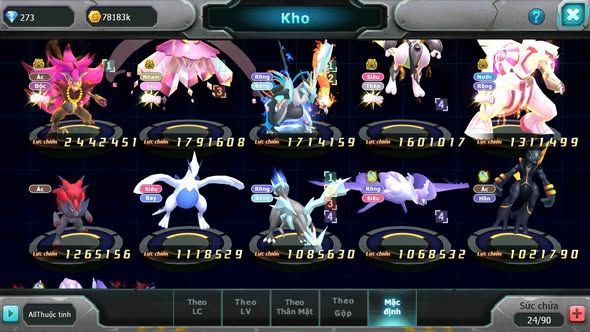 MÃ : #TTS5163 - SV 1152 - V3 - BTAA BC DIANCIE BC UNVOA MEW GIÁP BC PALKIA NHIỀU PET HT