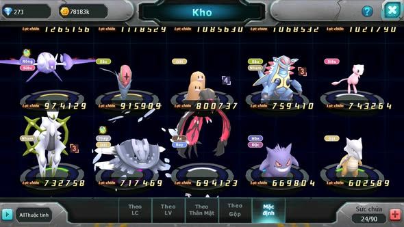 MÃ : #TTS5163 - SV 1152 - V3 - BTAA BC DIANCIE BC UNVOA MEW GIÁP BC PALKIA NHIỀU PET HT