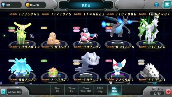 MÃ : #TTS5161 - SV 1749 - UNVOA CẶP LATI BÁ CHỦ MEW GIÁP LUGIA GÔDRA