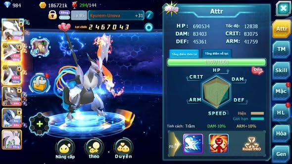 MÃ : #TTS5161 - SV 1749 - UNVOA CẶP LATI BÁ CHỦ MEW GIÁP LUGIA GÔDRA