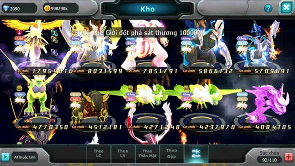 MÃ : #TTS5168 - SV1358 - V12 - HOOH DYNAMAX UNVOA WB BC PALKIA BC CẶP LATI BC THẦN GIÓ BC NHIỀU PET HT