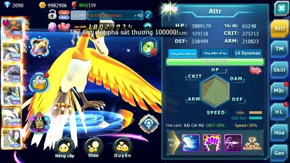 MÃ : #TTS5168 - SV1358 - V12 - HOOH DYNAMAX UNVOA WB BC PALKIA BC CẶP LATI BC THẦN GIÓ BC NHIỀU PET HT