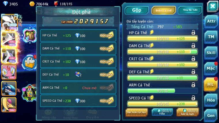 MÃ : #TTS5175 - SV 1799 - TOP15 - V6 - UNVOA CẶP LATI BÁ CHỦ MES KYOPE ZEVIL GIRATINA