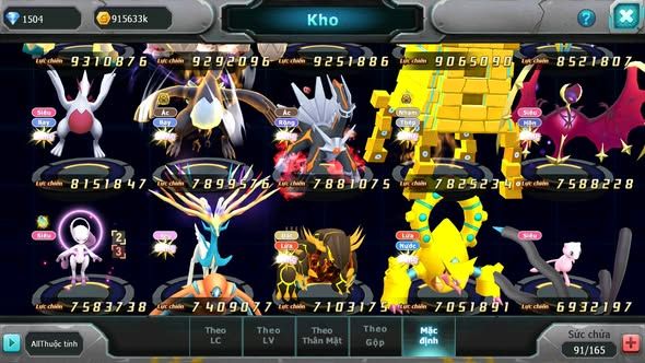 MÃ : #TTS5198 - S722 - TOP 6 - V15 - HOOH CỘNG HƯỞNG DYNAMAX HOOPA BÁ CHỦ RAYQUAZA BC NHIỀU PET HT BUILD KHỎE CHO AE