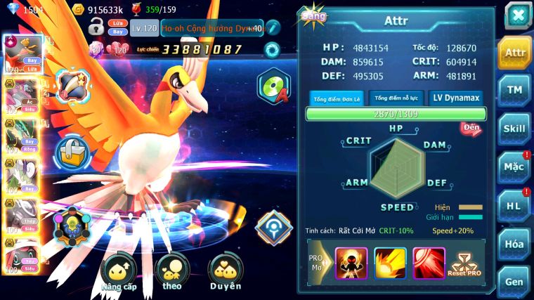 MÃ : #TTS5198 - S722 - TOP 6 - V15 - HOOH CỘNG HƯỞNG DYNAMAX HOOPA BÁ CHỦ RAYQUAZA BC NHIỀU PET HT BUILD KHỎE CHO AE