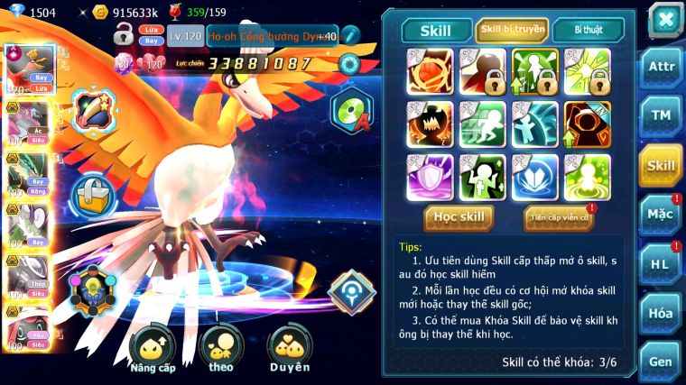 MÃ : #TTS5198 - S722 - TOP 6 - V15 - HOOH CỘNG HƯỞNG DYNAMAX HOOPA BÁ CHỦ RAYQUAZA BC NHIỀU PET HT BUILD KHỎE CHO AE