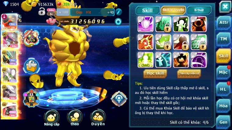 MÃ : #TTS5198 - S722 - TOP 6 - V15 - HOOH CỘNG HƯỞNG DYNAMAX HOOPA BÁ CHỦ RAYQUAZA BC NHIỀU PET HT BUILD KHỎE CHO AE
