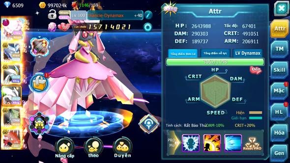 MÃ : #TTS5215 - S1464 - TOP 48 - V12 - DIANCIE DYNAMAX RẮN BĂNG BC WHITE BC UNVOA SAKATAKA BC NHIỀU PET HT