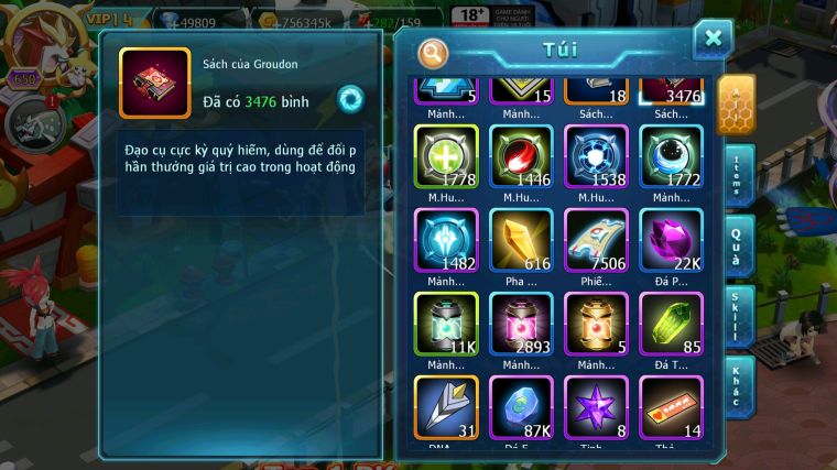 MÃ : #TTS5229 - S538 - TOP 11 - V14 - 3K5 SÁCH - 50K KC - HOOH DYNAMAX HOOPA BÁ CHỦ LUGIA CỘNG HƯỞNG RAYQUAZA BC UNVOA WB NHIỀU PET HT