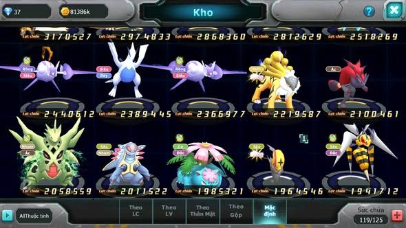 MÃ : #TTS5226 - S1719 - V12 - TOP22 - TAPU BULU CỘNG HƯỞNG DYANMAX YVETAL THẦN GIÓ BÁ CHỦ XERM UNVOA KYOGRE BC