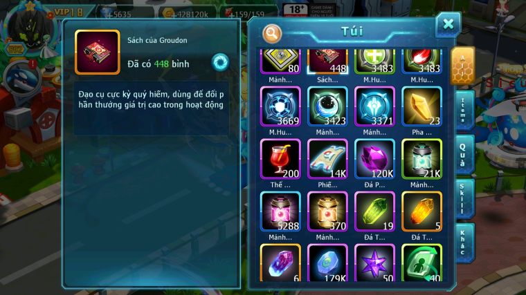 MÃ : #TTS5231 - S179 - V18 - 448 SÁCH - TOP2 - DIANCIE CỘNG HƯỞNG DYNAMAX HOOH CỘNG HƯỞNG DYNAMAX PALKIA CỘNG HƯỞNG YVETAL BC NHIỀU PET HT