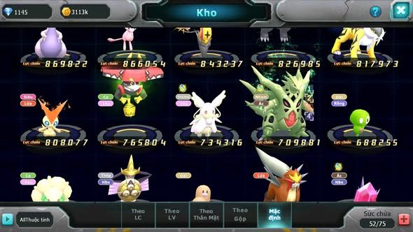 MÃ : #TTS5254 - S1829 - TOP 15 - V9 - 200 MẢNH Z100 BÁ CHỦ - ZEVIL HOOH GROUDON LUGIA LAIT RAIKOU GOODRA