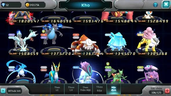 MÃ : #TTS5274 - S1310 - V11 - HOOH BÁ CHỦ UNVOA DRAK HOOH THẦN GIÓ BC YVETAL PR DIALGA CẶP LATI