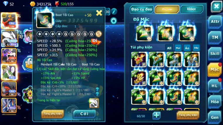 MÃ : #TTS5274 - S1310 - V11 - HOOH BÁ CHỦ UNVOA DRAK HOOH THẦN GIÓ BC YVETAL PR DIALGA CẶP LATI