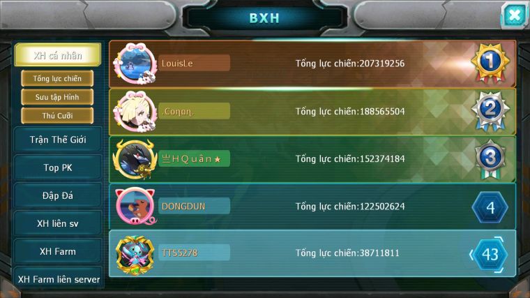 MÃ : #TTS5278 - S1216 - TOP41 - HOOH CỘNG HƯỞNG DYNAMAX UNVOA THẦN GIÓ LUGIA BC QVLD BC QVBC BC NHIỀU PET HT