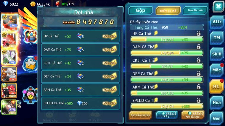 MÃ : #TTS5293 - S1766 - TOP 45 - V5 - HOOH BÁ CHỦ QVLD BC THẦN GIÓ BC HENTRAN GROUDON ZEVIL LUGIA