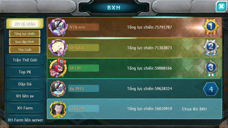 MÃ : #TTS5293 - S1766 - TOP 45 - V5 - HOOH BÁ CHỦ QVLD BC THẦN GIÓ BC HENTRAN GROUDON ZEVIL LUGIA