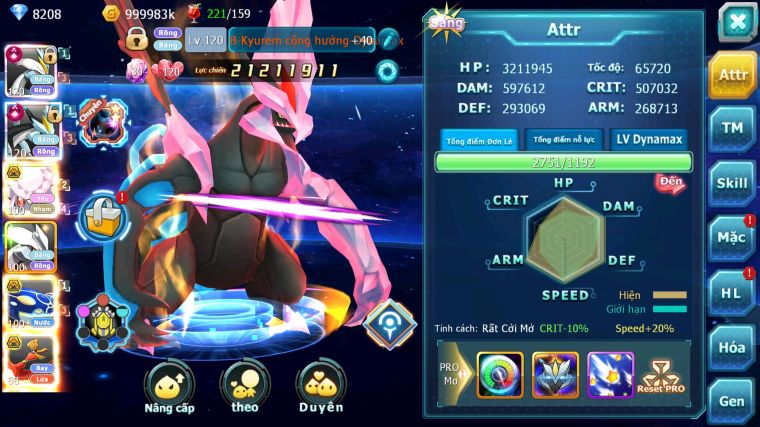 MÃ : #TTS5314 - S1288 - TOP 9 - V14 - BUILD WB CỘNG HƯỞNG DYNAMAX GẮT NHIỀU PET BÁ CHỦ VỀ XÂY TEAM 2 !!
