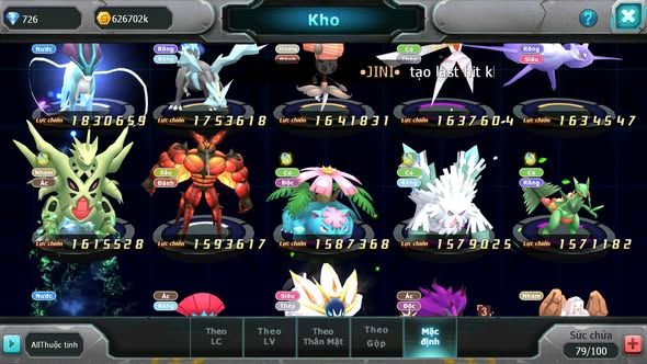 MÃ : #TTS5316 - S1258 - UNVOA WB BÁ CHỦ HOOH BÁ CHỦ PALKIA BÁ CHỦ KYOGRE BC QVLD BC DRAK HOOH NHIỀU PET HT