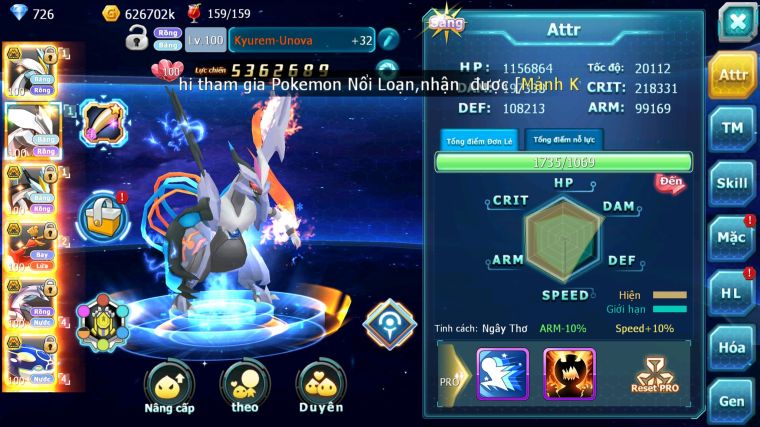 MÃ : #TTS5316 - S1258 - UNVOA WB BÁ CHỦ HOOH BÁ CHỦ PALKIA BÁ CHỦ KYOGRE BC QVLD BC DRAK HOOH NHIỀU PET HT