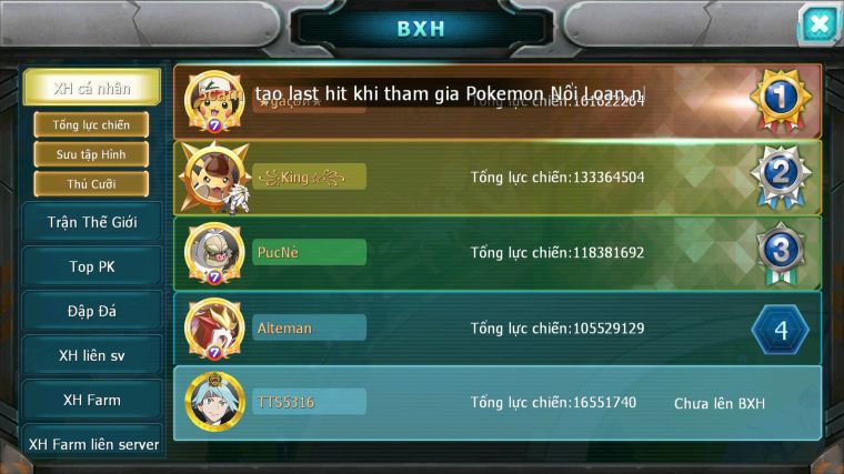 MÃ : #TTS5316 - S1258 - UNVOA WB BÁ CHỦ HOOH BÁ CHỦ PALKIA BÁ CHỦ KYOGRE BC QVLD BC DRAK HOOH NHIỀU PET HT