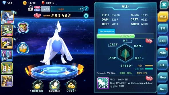MÃ : #TTS5323 - S1858 - V4 - LUGIA RAIKOU CELEBI ĐUA TOP
