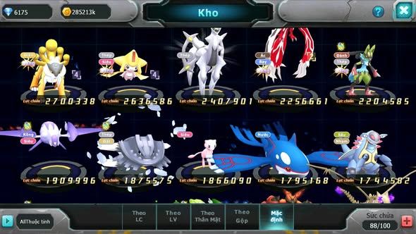 MÃ : #TTS5328 - S1148 - DIANCIE BÁ CHỦ XERM BC TAPU FINI BC PIKACHU BC LUGIA BC SƯ TỬ BC QVLD BC NHIỀU PET HT