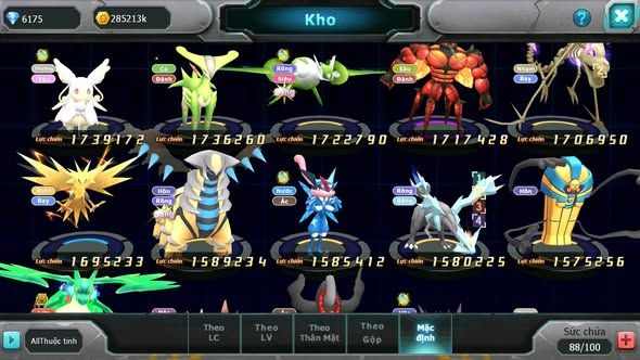 MÃ : #TTS5328 - S1148 - DIANCIE BÁ CHỦ XERM BC TAPU FINI BC PIKACHU BC LUGIA BC SƯ TỬ BC QVLD BC NHIỀU PET HT
