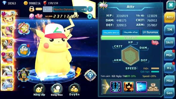 MÃ : #TTS5335 - S57 - TOP 28 PIKACHU DYNAMAX TAPU KOKO BC VỊT BẦU BC HOOH DYNAMAX UNVOA WB BC NHIỀU PET HT