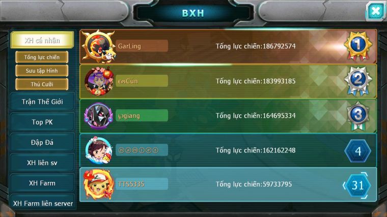 MÃ : #TTS5335 - S57 - TOP 28 PIKACHU DYNAMAX TAPU KOKO BC VỊT BẦU BC HOOH DYNAMAX UNVOA WB BC NHIỀU PET HT