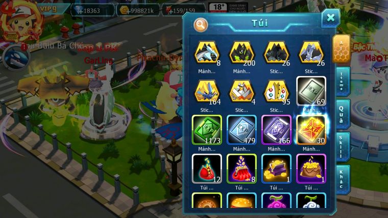 MÃ : #TTS5335 - S57 - TOP 28 PIKACHU DYNAMAX TAPU KOKO BC VỊT BẦU BC HOOH DYNAMAX UNVOA WB BC NHIỀU PET HT