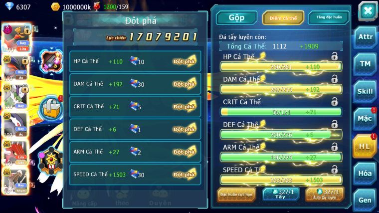 MÃ : #TTS5363 - S1548 - TOP 48 - V11 - HOOH DYNAMAX YVETAL BC THẦN GIÓ BC SHADOW LUGIA BC NHIỀU PET HT NGON