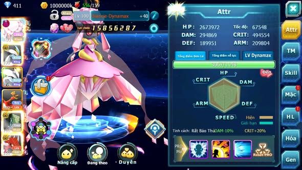 MÃ : #TTS5379 - S1464 - TOP 46 - V12 - DIANCIE DYNAMAX UNVOA WHITE BC HOOH SAKATAKA BC NHIỀU PET HT