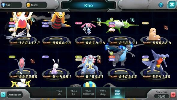 MÃ : #TTS5389 - S1828 - TOP27 - LUGIA BÁ CHỦ GIRATINA MES LATI NHIỀU PET HT