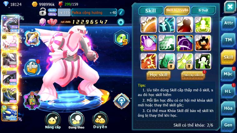 MÃ : #TTS5388 - S1359 - PALKIA CỘNG HƯỞNG DIANCIE BC MEW GIÁP BC TAPU FINI BC NHIỀU PET BC