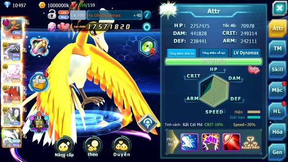 MÃ : #TTS5416 - S1361 - HOOH BÁ CHỦ DYNAMAX PALKIA BC DIANCIE BC QVLD BC RẮN BĂNG BC THẦN GIÓ BC NHIỀU PET HT