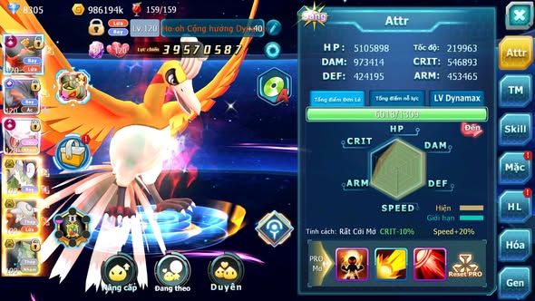 MÃ : #TTS5434 - S1324 - TOP 19 - V14 - HOOH CỘNG HƯỞNG DYNAMAX YVETAL CỘNG HƯỞNG DIANCIE CỘNG HƯỞNG DYNAMAX 3 TEAM CỰC NGON