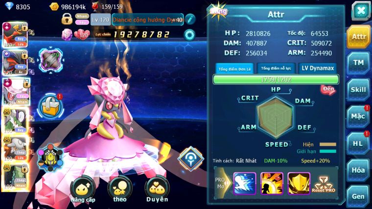 MÃ : #TTS5434 - S1324 - TOP 19 - V14 - HOOH CỘNG HƯỞNG DYNAMAX YVETAL CỘNG HƯỞNG DIANCIE CỘNG HƯỞNG DYNAMAX 3 TEAM CỰC NGON