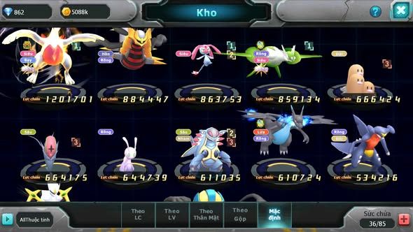 MÃ : #TTS5420 - S1828 - TOP27 - LUGIA BÁ CHỦ GIRATINA MES LATI NHIỀU PET HT