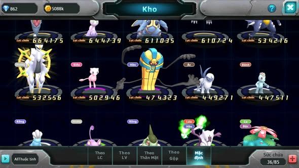 MÃ : #TTS5420 - S1828 - TOP27 - LUGIA BÁ CHỦ GIRATINA MES LATI NHIỀU PET HT