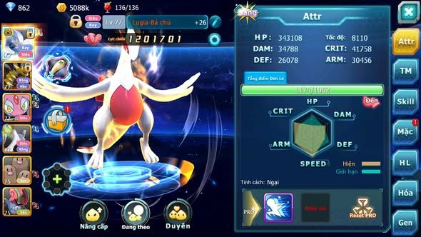 MÃ : #TTS5420 - S1828 - TOP27 - LUGIA BÁ CHỦ GIRATINA MES LATI NHIỀU PET HT