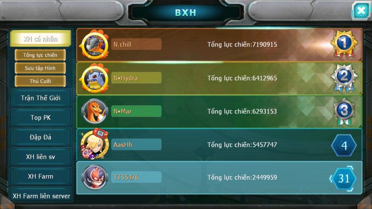 MÃ : #TTS5476 - S1848 - V10 - TOP31 - UNVOA SUICUN RAIKOU LUGIA VIP CAO