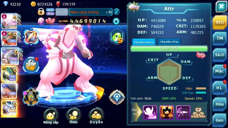 MÃ : #TTS5486 - S207 - TOP3 - V14 - 43K KC -DIANCIE  - HOOH - PALKIA - YVETAL CỘNG HƯỞNG 3 TEAM CỰC CHẤT