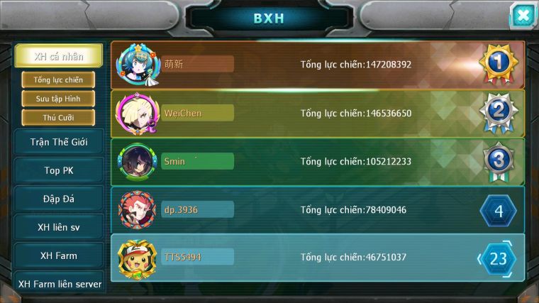 MÃ : #TTS5494 - S1619 - TOP13 - 1K7 SÁCH - V14 - 23K KC - HOOH BÁ CHỦ DYNAMAX YVETAL BÁ CHỦ THẦN GIÓ BC UNVOA QVLD BC CẶP L;ATI BC MEW GIÁP BC