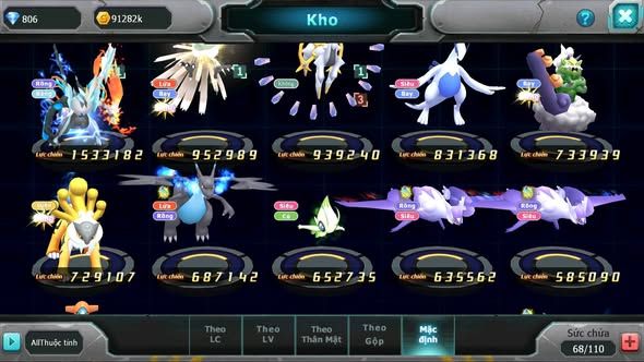 MÃ : #TTS5509 - S1254 - V10 - UNVOA HOOH SÁNG THẾ LUGIA THẦN GIÓ CẶP LATI