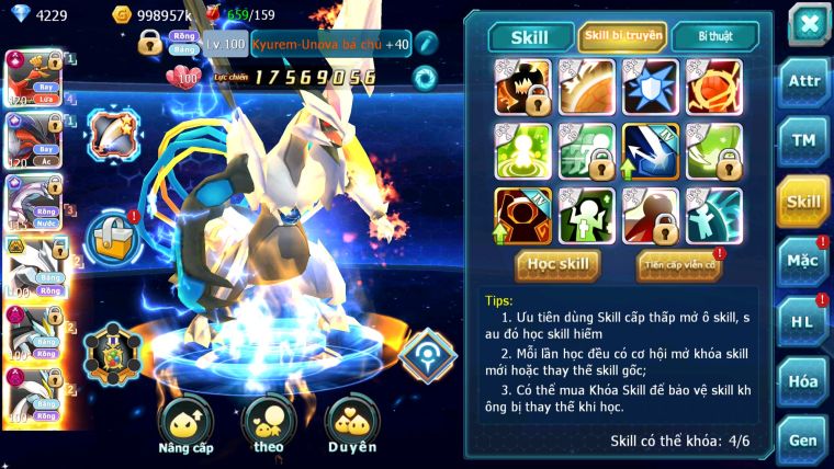 MÃ : #TTS5506 - S1253 -TOP3-4 ALL - HOOH CỘNG HƯỞNG DYANAMX LC KHỦNG YVETAL CH PALKIA CH UNVOA BÁ CHỦ WB DYANAMX 3 TEAM CỰC NGON